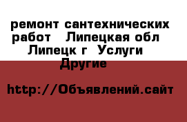 ремонт сантехнических работ - Липецкая обл., Липецк г. Услуги » Другие   